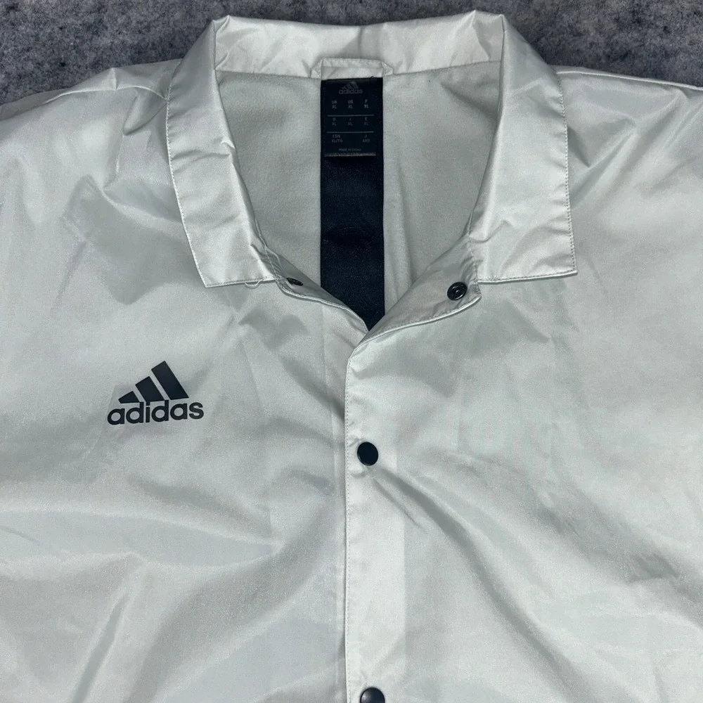 Adidas Tango Stadium Jacket Mens Size XL Ash Silver Soccer Button Up Windbreaker